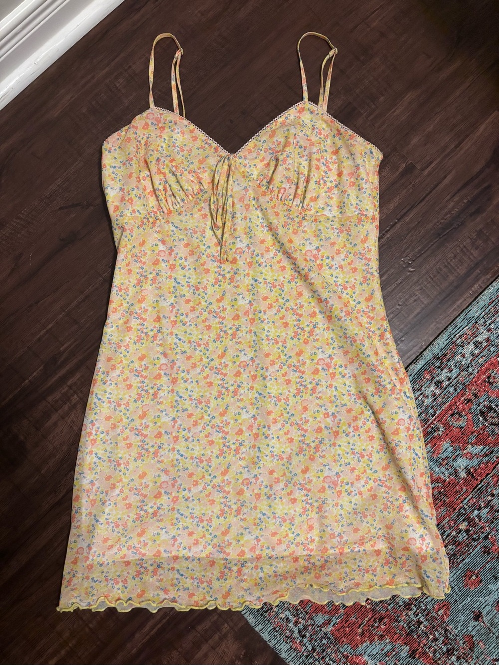 BP. Yellow Floral Slip with Spaghetti Straps